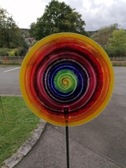 Lolli in orange, Ø 28cm, wetterbeständig, mit Metallstab